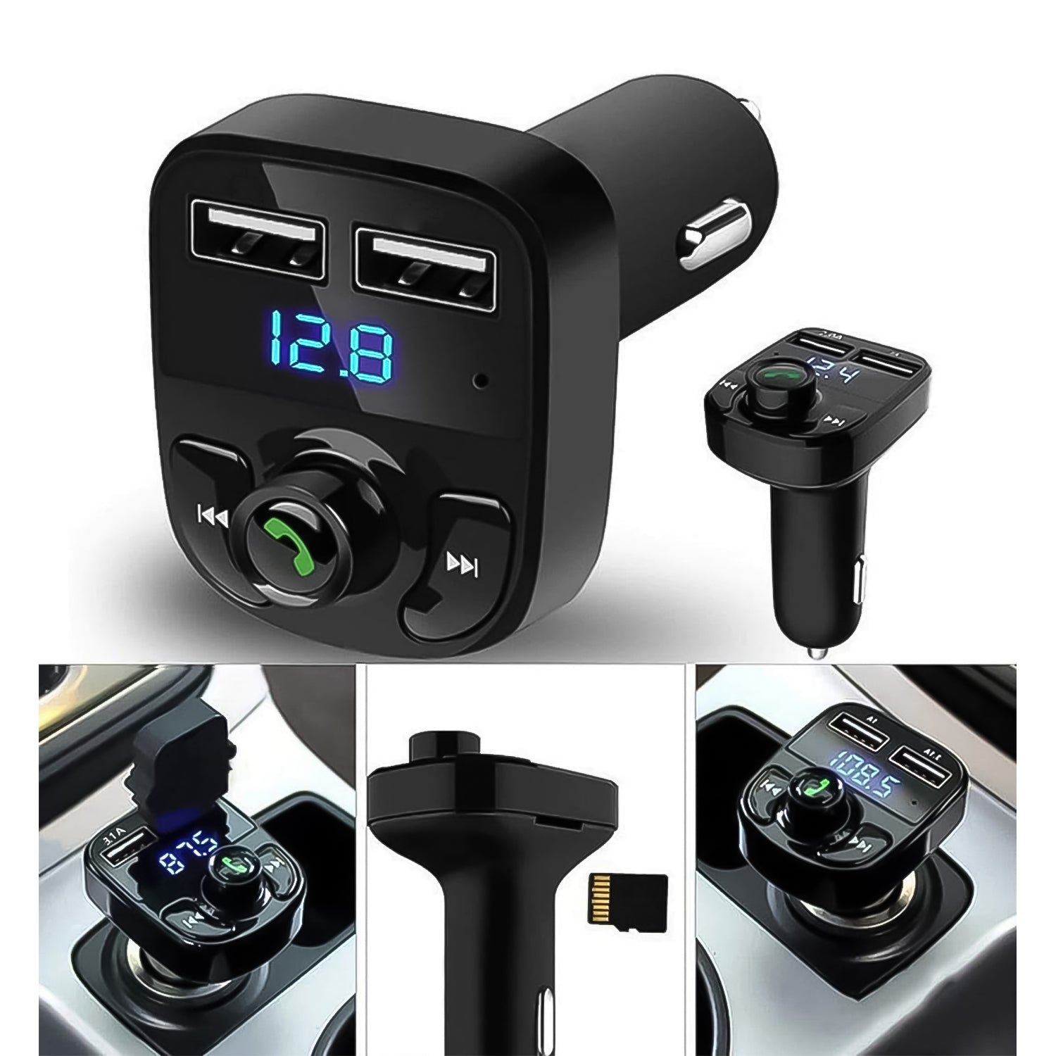 CAR-X8 Bluetooth FM Transmitter Kit with Dual USB Fast Charger CAR-X8 Bluetooth FM Transmitter Kit with Dual USB Fast Charger